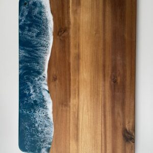 Drevená doska na krájanie s dekoráciou zo živice v štýle morských vĺn: obdlznik-Large